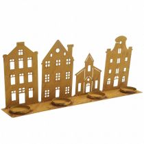 Itens Castiçal luzes de natal decorativas casas ferrugem 52×12cm