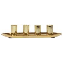 Itens Prato metálico para vela, suporte para vela cônica, dourado, 23x9x4,5cm