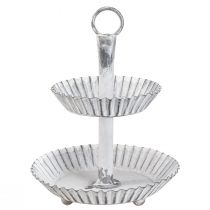Itens Suporte para bolo Shabby Chic metal branco 2 andares Ø16,5cm