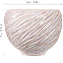 Itens Tigelas pequenas de cerâmica em decoração espiral rosa Ø9cm 4 unidades