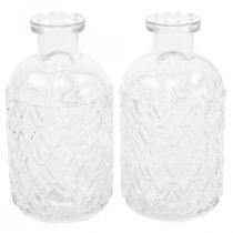 Vaso de vidro pequeno vaso de diamante padrão de vidro transparente H12.5cm 6pcs