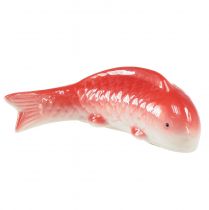 Itens Peixe decorativo Koi cerâmica vermelho branco flutuante 15 cm 3 unidades