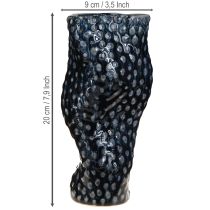 Itens Vaso decorativo coral cerâmica azul bege curvo H20cm