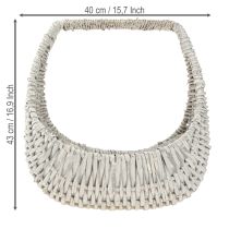 Itens Cesto com alça, cesto de vime, cinza lavado, H43/34/27cm, conjunto de 3