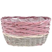 Conjunto de cesta oval de 3 rosa, natural