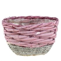 Conjunto cesto redondo de 3 Ø14cm - 24cm rosa, natural