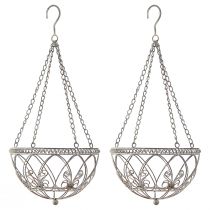 Itens Cesta suspensa de metal para flores com aparência antiga Ø25cm H56cm