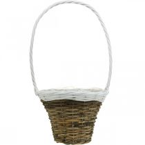 Itens Cesta de alça, cesta natural para plantio, cesta de flores redonda natural, branco H49cm Ø23,5cm