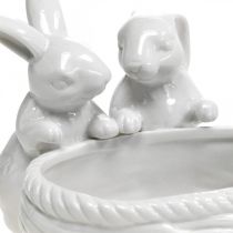 Itens Coelhos com ninho, decoração de mesa, ninho de Páscoa, decoração em porcelana, tigela decorativa branca L15cm A11cm