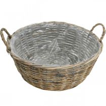 Itens Cesto grande de vime com alças, branco natural, tamanho XL, estilo campestre, cesto decorativo para plantas e armazenamento, Ø51cm