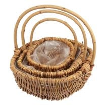 Cesta cesta de plantas cesta de tecido com alça natural 33/28/22cm conjunto de 3