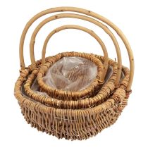 Itens Cesta cesta de plantas cesta de tecido com alça natural 33/28/22cm conjunto de 3