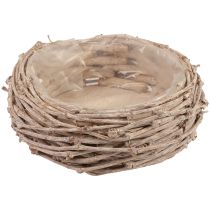Cesto de vime para plantas lavado de branco Ø25cm Alt.11cm