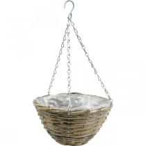 Tigela para pendurar, cesto para plantar natural, branco lavado H13cm Ø25cm