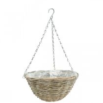 Tigela para pendurar, cesto trançado natural, branco lavado H15cm Ø30cm