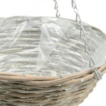 Tigela para pendurar, cesto trançado natural, branco lavado H15cm Ø30cm