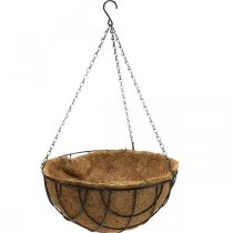 Taça para plantas para pendurar, cesto suspenso em fibras de coco, metal natural, preto H16,5cm Ø35cm