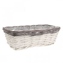Cesto decorativo branco, vaso de plantas castanho bicolor 32×13,5×9,5cm