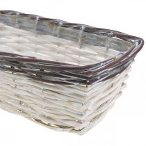 Cesto decorativo branco, vaso de plantas castanho bicolor 32×13,5×9,5cm