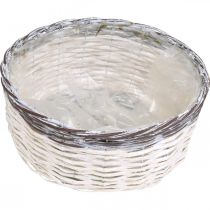 Itens Cesto decorativo redondo, branco e marrom, Ø29cm, vaso de vime, presente, decoração de casamento