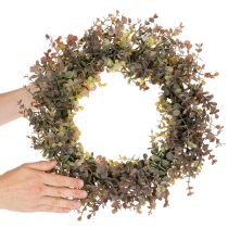 Itens Coroa artificial de eucalipto, decoração de outono, redonda, 45 cm