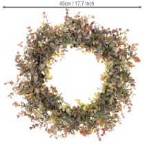 Itens Coroa artificial de eucalipto, decoração de outono, redonda, 45 cm