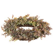 Itens Coroa artificial de eucalipto, decoração de outono, redonda, 45 cm