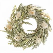 Coroa de flores secas cartão cardo grama grão Ø28cm