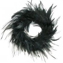 Coroa de penas preta pequena Ø11cm decoração de páscoa penas reais