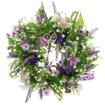 Guirlanda flor xadrez/lavanda/lilás Ø28cm