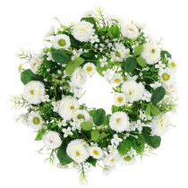 Coroa de flores deco branco guirlanda de porta Bellis flores de seda Ø30cm