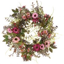 Coroa de flores com margaridas e frutas rosa velho Ø30cm