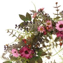 Coroa de flores com margaridas e frutas rosa velho Ø30cm