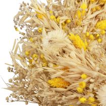 Itens Coroa decorativa, coroa de aveia, coroa natural, flores de palha, amarela, Ø29cm