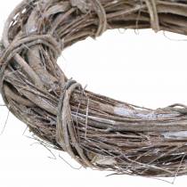 Coroa decorativa salgueiro Ø20cm lavado branco