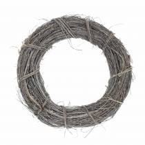 Coroa decorativa de salgueiro Ø30cm, lavado de branco