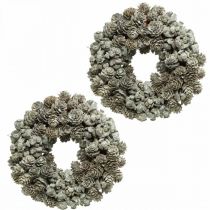Coroa Deco cones larício e cipreste branco, glitter Ø20cm 2pcs