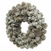 Coroa Deco cones larício e cipreste branco, glitter Ø20cm 2pcs