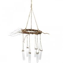 Coroa de salgueiro com tubos de ensaio, grinalda decorativa para pendurar L85cm Ø28cm