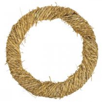 Coroa de palha trançada Ø54cm Coroa decorativa rústica em anel de madeira