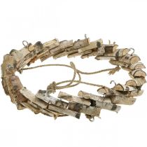 Itens Guirlanda de madeira para pendurar com gancho, feita de madeira de bétula Ø35cm - Decoração natural para primavera, macramê, flores e ervas.