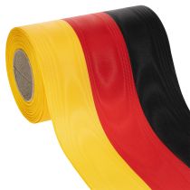 Itens Fitas para coroa de flores em moiré, 150 mm, nas cores preto, vermelho e dourado, com efeito moiré francês, rolo de 25 m para decoração e serviços funerários.
