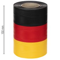 Itens Fitas para coroa de flores em moiré, 150 mm, nas cores preto, vermelho e dourado, com efeito moiré francês, rolo de 25 m para decoração e serviços funerários.