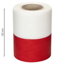 Itens Fita de guirlanda moiré branca e vermelha, 125 mm - fita de luto, fita decorativa, fita para laços, fita festiva, rolo de 25 m