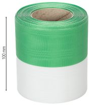 Itens Fita para guirlanda em moiré verde e branco, 100 mm x 25 m - fita nacional, fita de amarração em tafetá, fita para laço, fita decorativa