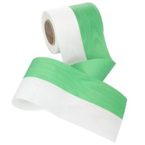 Itens Fita para guirlanda em moiré verde e branco, 100 mm x 25 m - fita nacional, fita de amarração em tafetá, fita para laço, fita decorativa