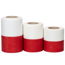 Itens Fitas para guirlanda em moiré branco e vermelho, várias larguras, 25m