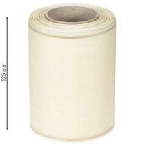 Itens Fita para guirlanda na cor creme com borda dourada, cetim superfino, 125 mm de largura, 25 m de comprimento - Impermeável, ideal para impressão digital e ecológica.