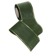 Itens Fita para coroa de flores verde-escura com borda dourada, 75 mm de largura, 25 m de comprimento - Ideal para funerais e arranjos florais.