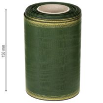 Itens Fita para guirlanda em moiré, 150 mm, verde-escura com borda em pérola dourada, trama tafetá, rolo de 25 m para decoração e arranjos.
